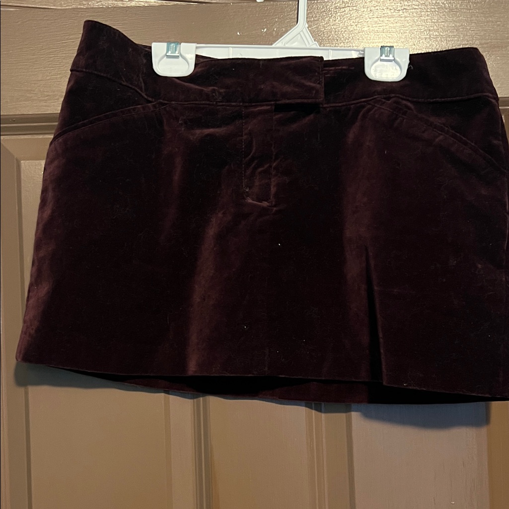 Velvet Mini Skirt In Burgundy 10